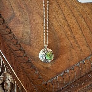 Stone & Solder Sterling Silver Turquoise Crescent Moon Necklace Artisan